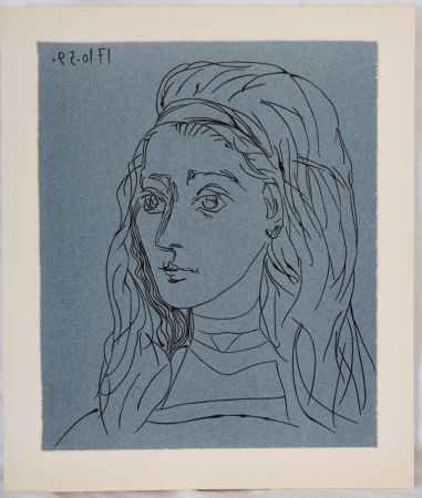 Linogravure Picasso - Portrait de Jacqueline