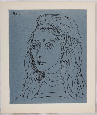 Linogravure Picasso - Portrait de Jacqueline