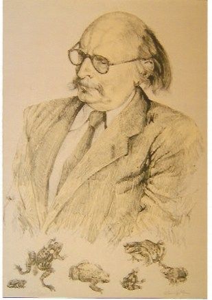 Lithographie Foujita - Portrait de Jean Rostand