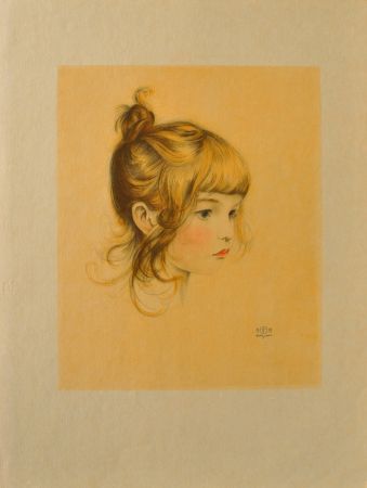 Gravure Sauer - Portrait de jeune fille