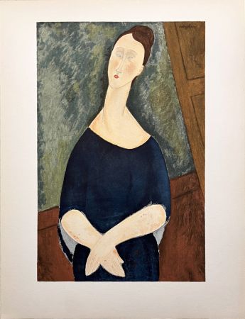 Pochoir Modigliani - PORTRAIT DE LUNIA ou MADONE EN BLEU (1918)