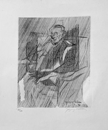 Gravure Villon - Portrait de Marcel Duchamps