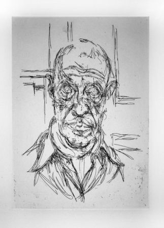 Gravure Giacometti - Portrait de Michel Leiris