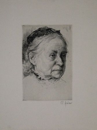 Gravure Halm - Portrait einer alten Dame