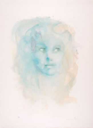 Lithographie Fini - Portrait imaginaire bleu