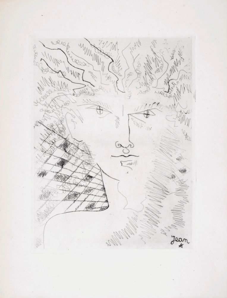 Eau-Forte Cocteau - Portrait surréaliste, 1946