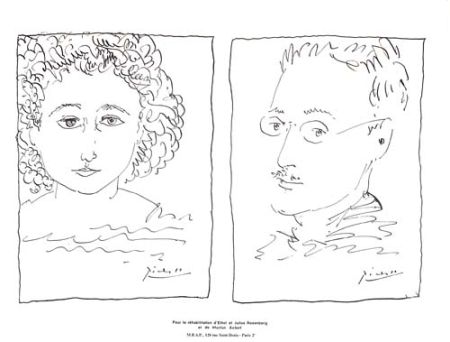 Lithographie Picasso - Pour La Rehabilitation de Ethel et Julius Rosenberg  et de Morton Sobel
