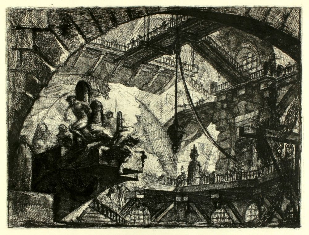 Gravure Piranesi - Prisoners on a projecting Platform (Carceri X)