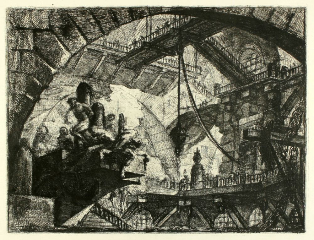 Gravure Piranesi - Prisoners on a Projecting Platform (No. 10 from 