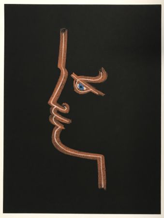 Lithographie Cocteau - Profile in Black 