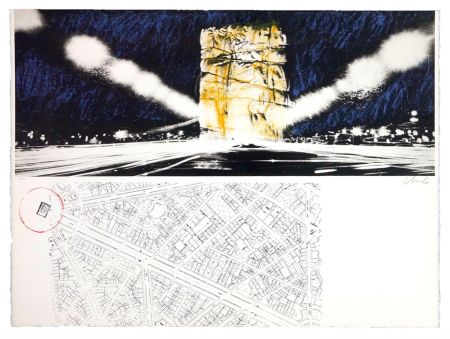 Lithographie Christo - Project for the Arc de Triomphe, Paris, 1970 