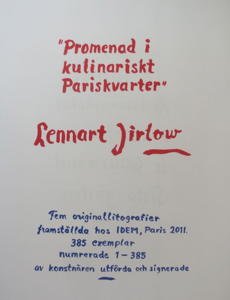 Lithographie Jirlow - Promenade culinaire a PARIS