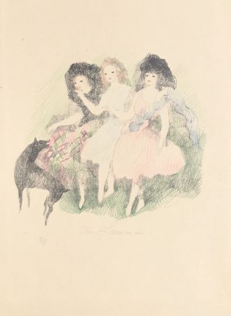 Lithographie Laurencin - Promenade (Les Soeurs Brontë filles du vent)