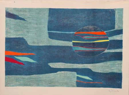 Lithographie Singier - Provence Soleil Mer froide 