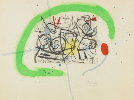 Aquatinte Miró - Préparatifs d' oiseaux IV