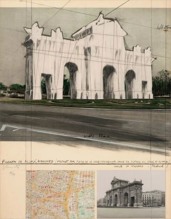 Lithographie Christo - Puerta de Alcalá, Wrapped project for Madrid