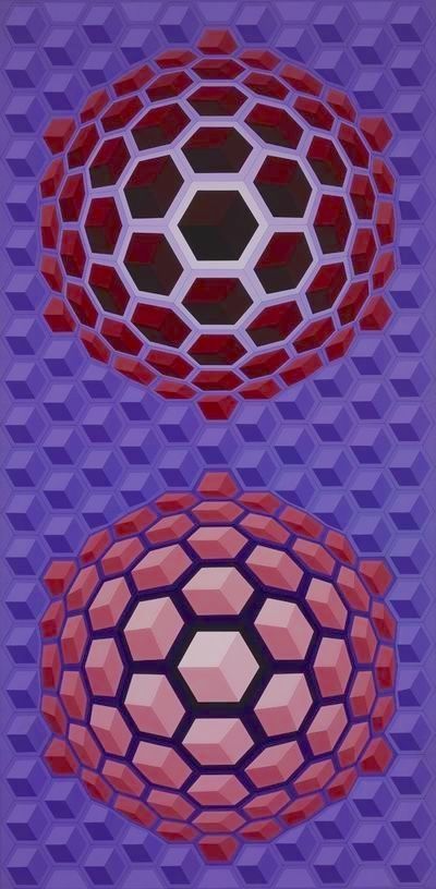 Multiple Vasarely - Purple long