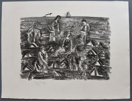 Lithographie Dufy - Pêcheurs de crevettes