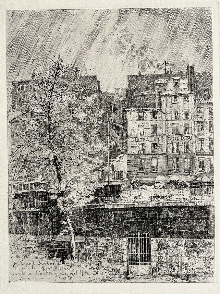 Gravure Jouas - Quai de Montebello