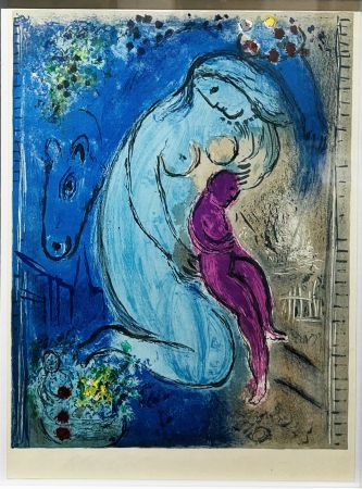 Lithographie Chagall - Quai des fleurs. 