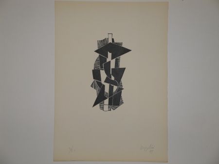 Linogravure Bozzolini - Quatre piraine