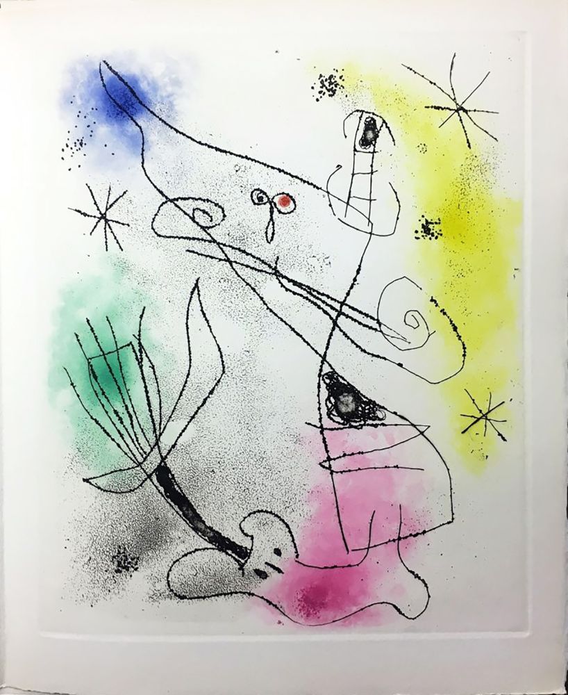 Livre Illustré Miró - R. Crevel : FEUILLES ÉPARSES (Avec 14 gravures de Arp, Giacometti, Ernst, Man Ray, Masson, etc.) 1965.
