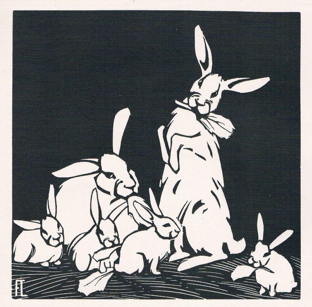 Gravure Sur Bois Lang - Rabbits