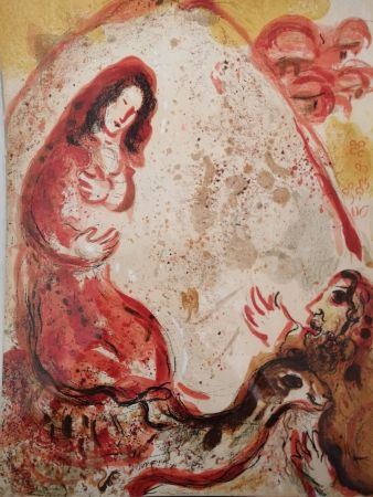 Lithographie Chagall - Rachel dérobe les Idoles de son Père