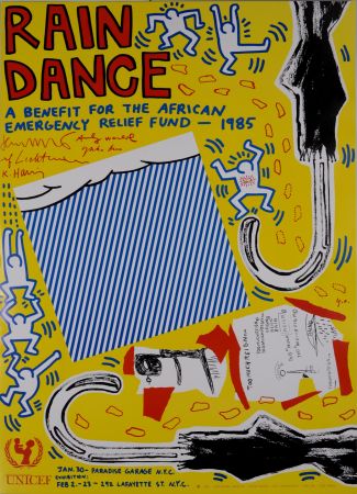 Lithographie Haring - Rain Dance, 1985