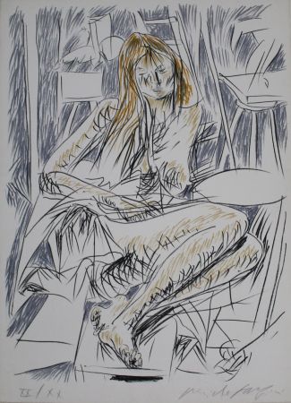 Lithographie Fazzini - Reading Nude