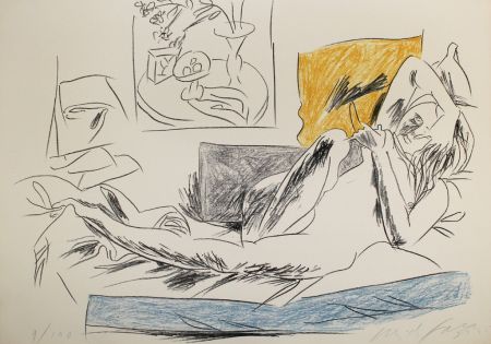 Lithographie Fazzini - Reading Nude