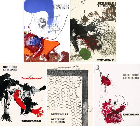 Livre Illustré Rebeyrolle - REBEYROLLE : Collection complète des 5 volumes de la revue DERRIÈRE LE MIROIR consacrés à Paul Rebeyrolle (parus de 1967 à 1976). 32 LITHOGRAPHIES ORIGINALES.