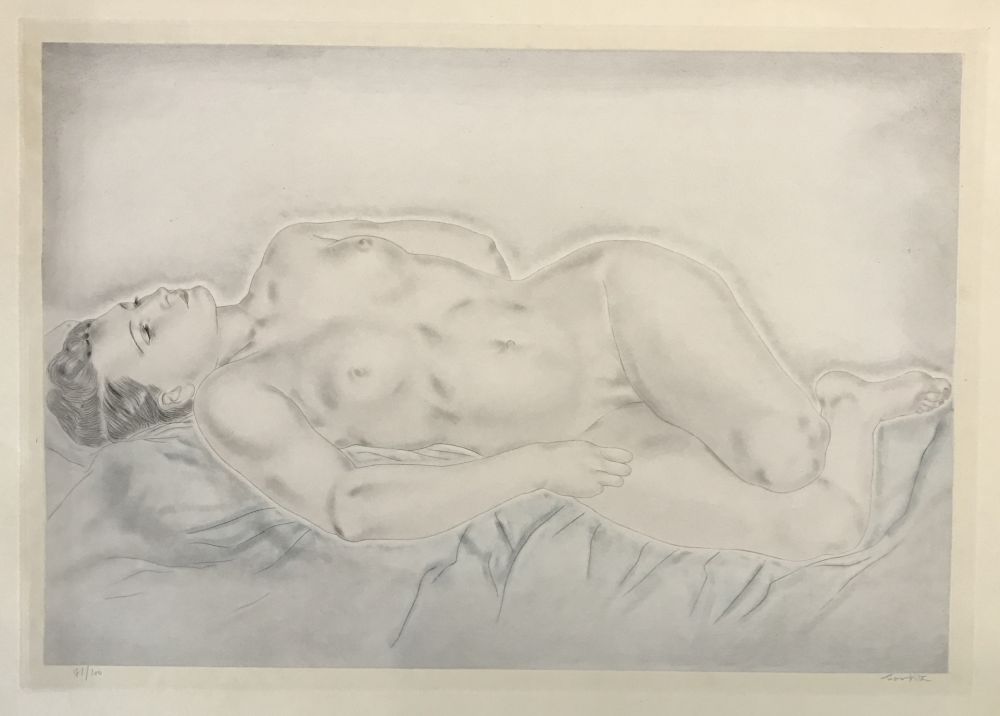 Eau-Forte Et Aquatinte Foujita - Reclining Nude (From Femmes)