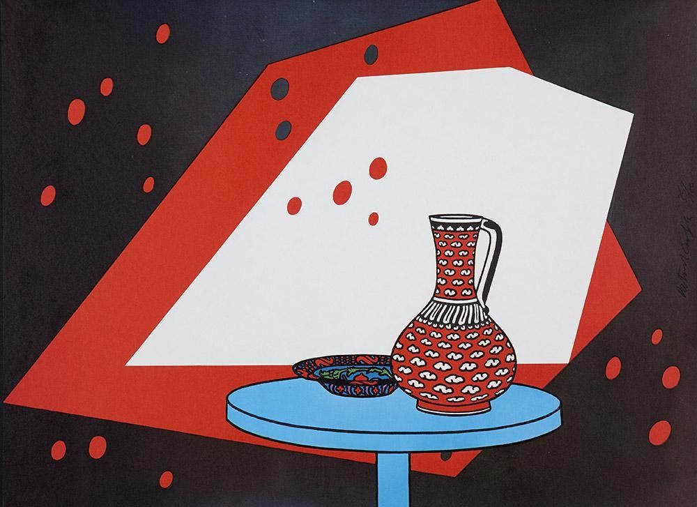 Lithographie Caulfield - Red and White Still Life