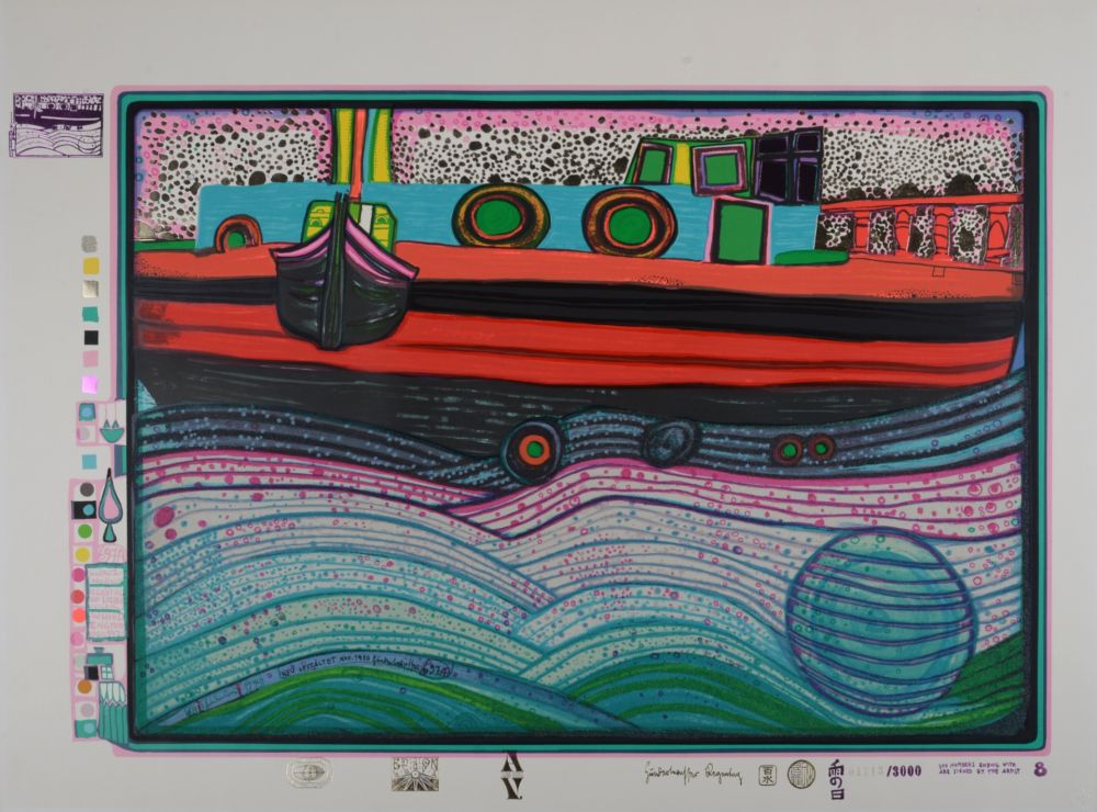 Sérigraphie Hundertwasser - Regentag on Waves of Love, Plate 8, 1970-72