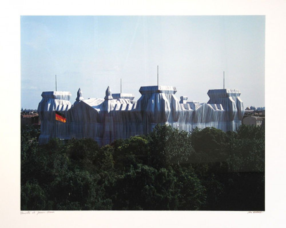 Photographie Christo - Reichstag/Berlin Vormittag, Wrapped