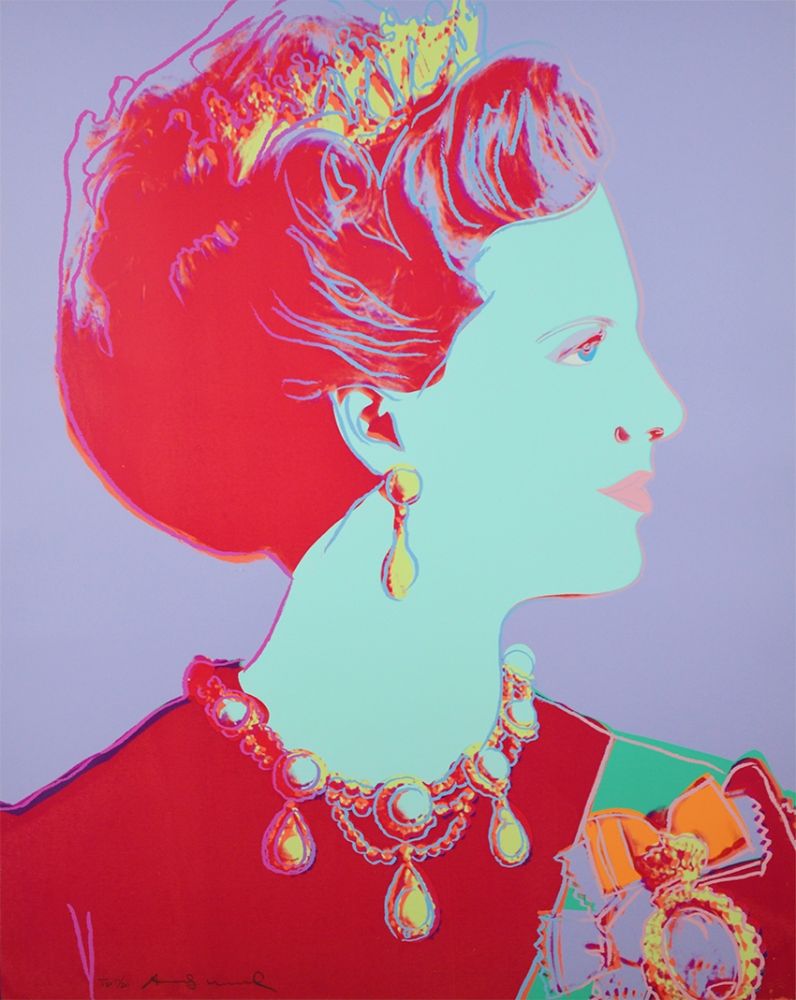 Sérigraphie Warhol - Reigning Queens Series, Queen Margrethe II of Denmark (Violet)