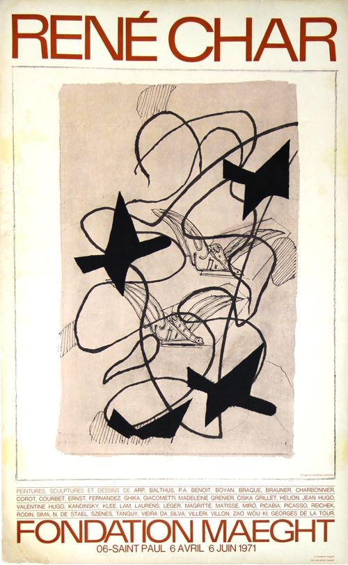 Lithographie Braque - René  Char  Exposition Fondation Maeght
