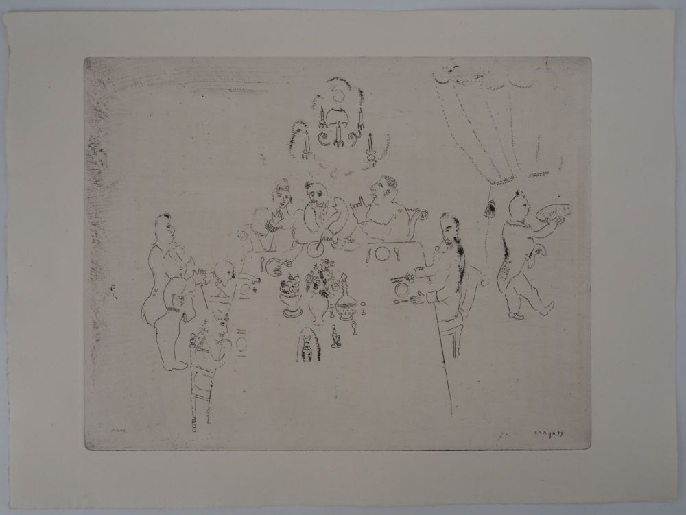 Gravure Chagall - Repas chez Manilov