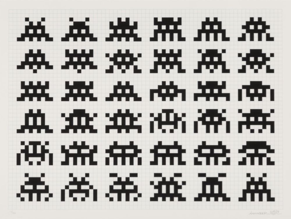 Sérigraphie Invader - Repetition Variation Evolution