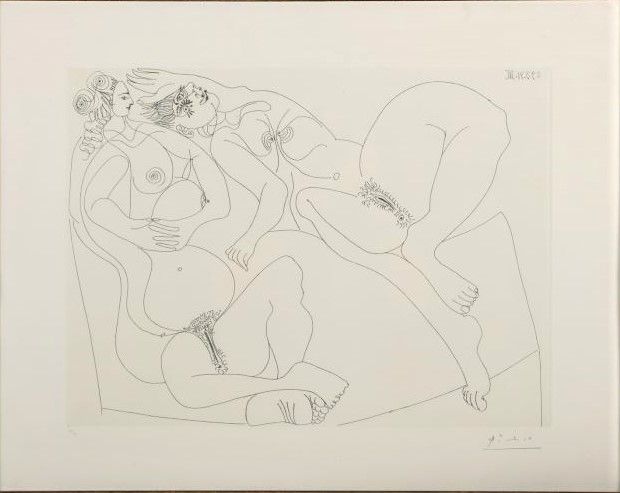 Eau-Forte Picasso - Repos. Deux Filles Bavardant