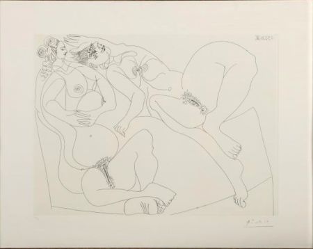 Eau-Forte Picasso - Repos. Deux Filles Bavardant