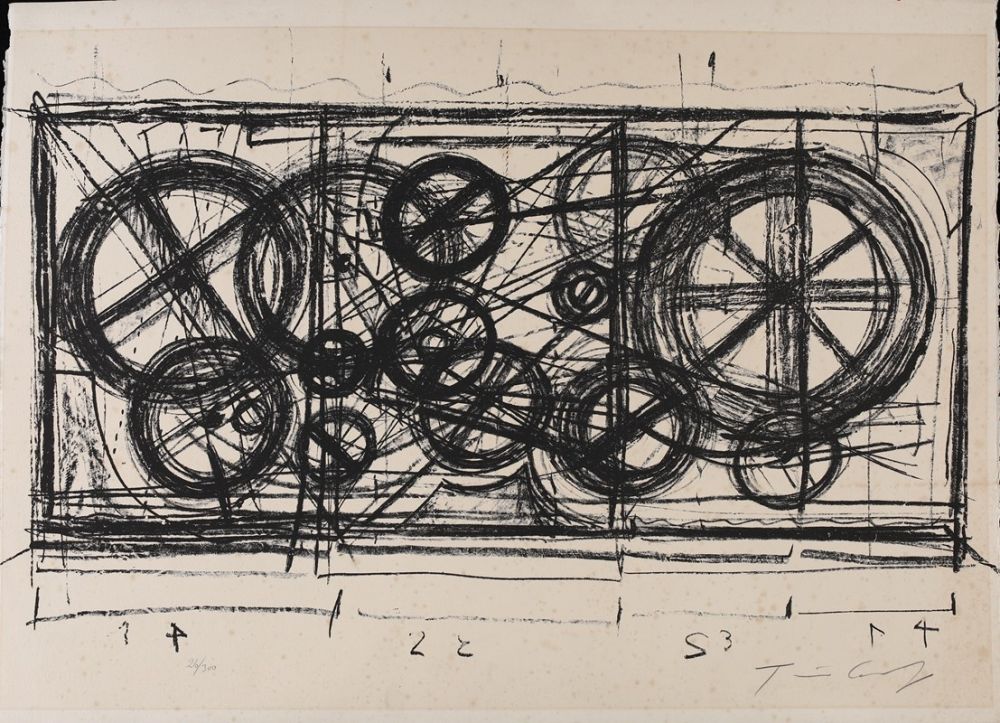 Lithographie Tinguely - Requiem pour une feuille morte