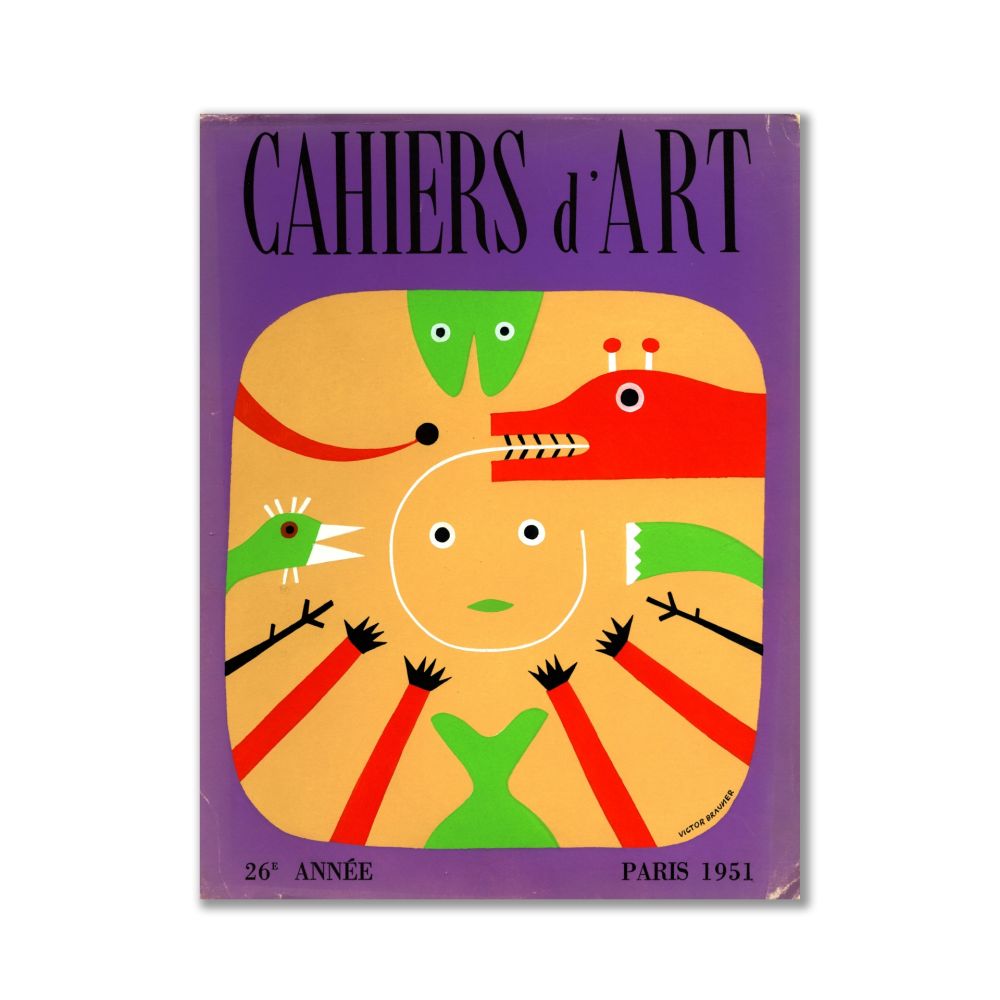 Lithographie Brauner - Revue Cahiers d'Art, Cover Original Lithograph by Victor Brauner, Illustr. Picasso, Giacometti, Miro...