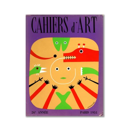 Lithographie Brauner - Revue Cahiers d'Art, Cover Original Lithograph by Victor Brauner, Illustr. Picasso, Giacometti, Miro...