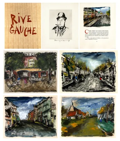 Livre Illustré Vlaminck - RIVE GAUCHE. Quartier latin - Plaisance - Montparnasse - Les Quais - Saint-Germain-des-Prés. Exemplaire avec suite et gravure aquarellée par Vlaminck.