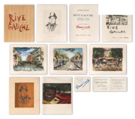 Livre Illustré Vlaminck - RIVE GAUCHE. Quartier latin - Plaisance - Montparnasse - Les Quais - Saint-Germain-des-Prés. Exemplaire sur Japon nacré avec suites, le cuivre du portrait et une aquarelle originale.