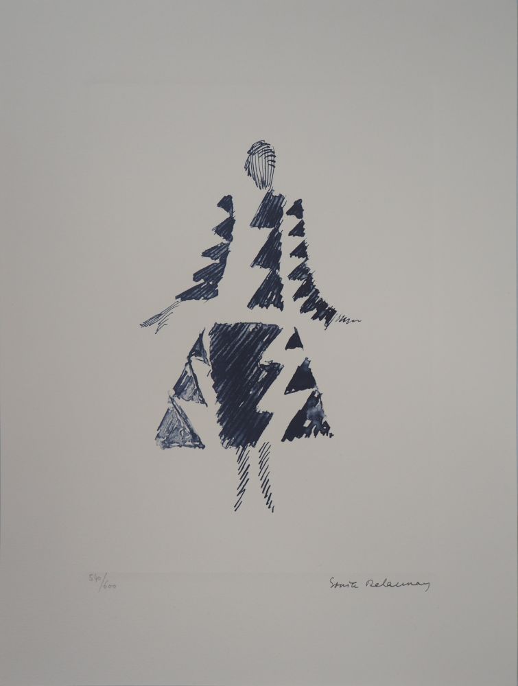 Lithographie Delaunay - Robe rythmes-triangles