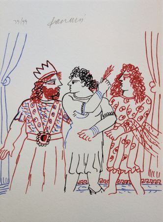 Lithographie Fassianos - Roi et Couple Grec