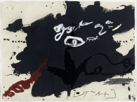 Gravure Tàpies - Roig i negre 1